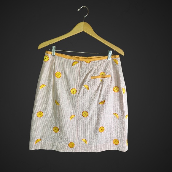 Lilly Pulitzer Vintage white label embroidered citrus orange skirt size 12 rare - Picture 4 of 7